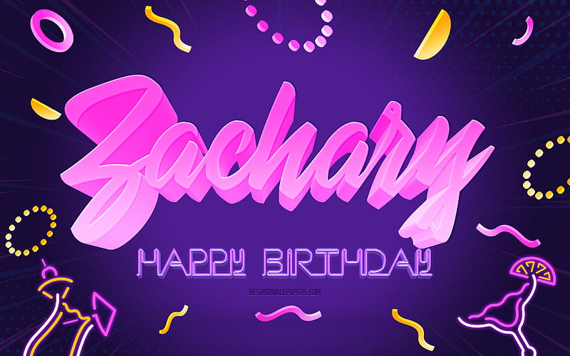 Happy Birtay Zachary, Purple Party Background, Zachary, creative art, Happy Zachary birtay, Zachary name, Zachary Birtay, Birtay Party Background, HD wallpaper