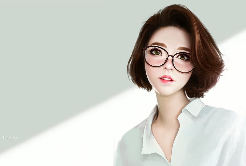 Cute Woman Women With Glasses Artwork, fantasy-girls, woman, artwork, digital-art, HD wallpaper