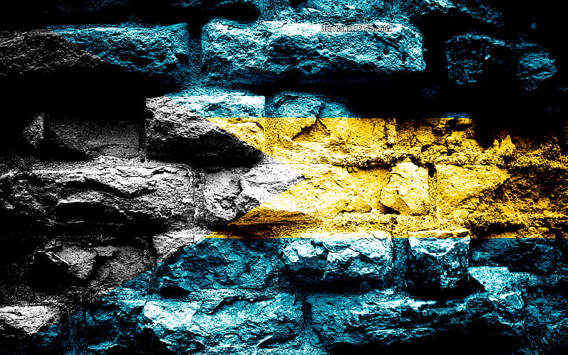 Bahamas flag, grunge brick texture, Flag of Bahamas, flag on brick wall, Bahamas, Europe, flags of North countries, HD wallpaper