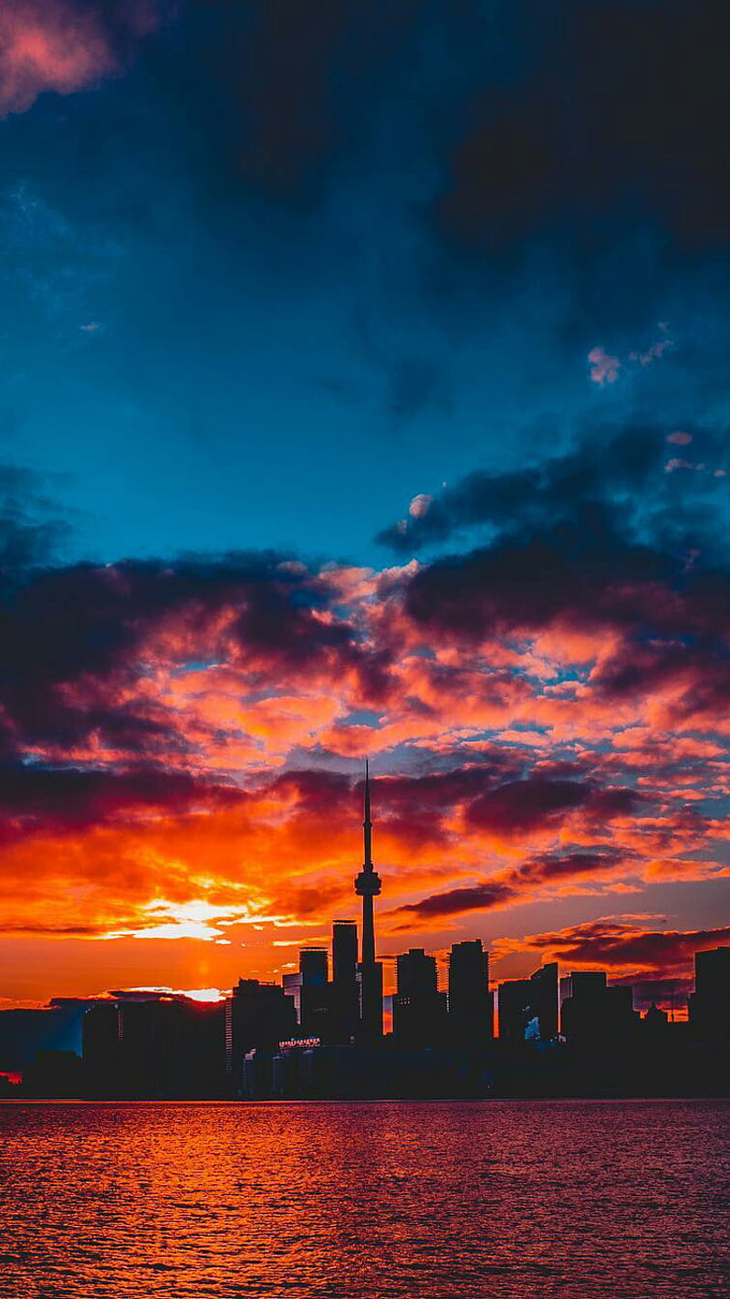 Toronto, canada, city, clouds, nature, ontario, sky, sunset, HD phone wallpaper