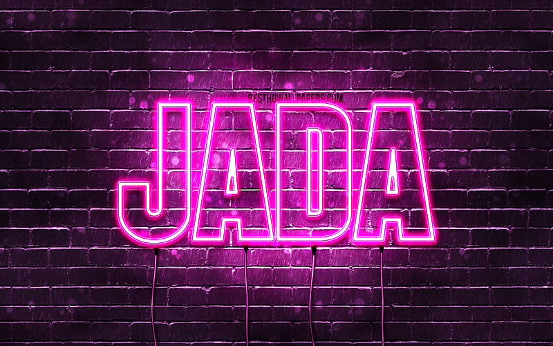 Jada with names, female names, Jada name, purple neon lights, horizontal text, with Jada name, HD wallpaper