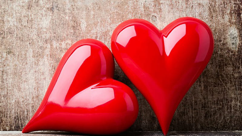 Two Red Love Romantic Hearts Heart, HD wallpaper