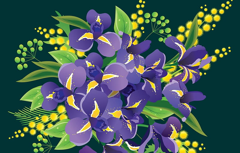 ~ irises ~, Pretty, art, flovers, digital, irises, bonito, HD wallpaper