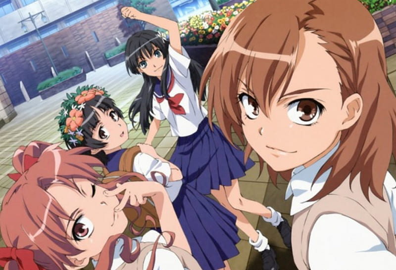 A Certain Scientific Railgun, Misaka, Anime, Ruiko, Uiharu, Railgun, Shirai, HD wallpaper