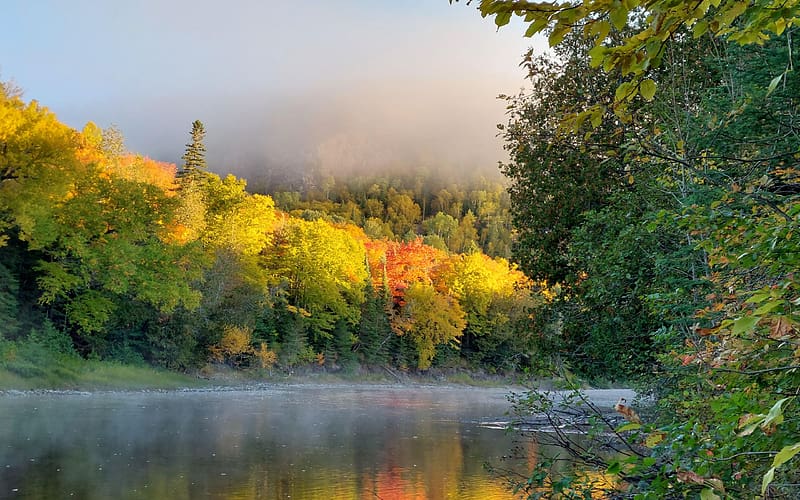 Goulais River, Ontario, fall, clouds, landscape, trees, colors, sky ...