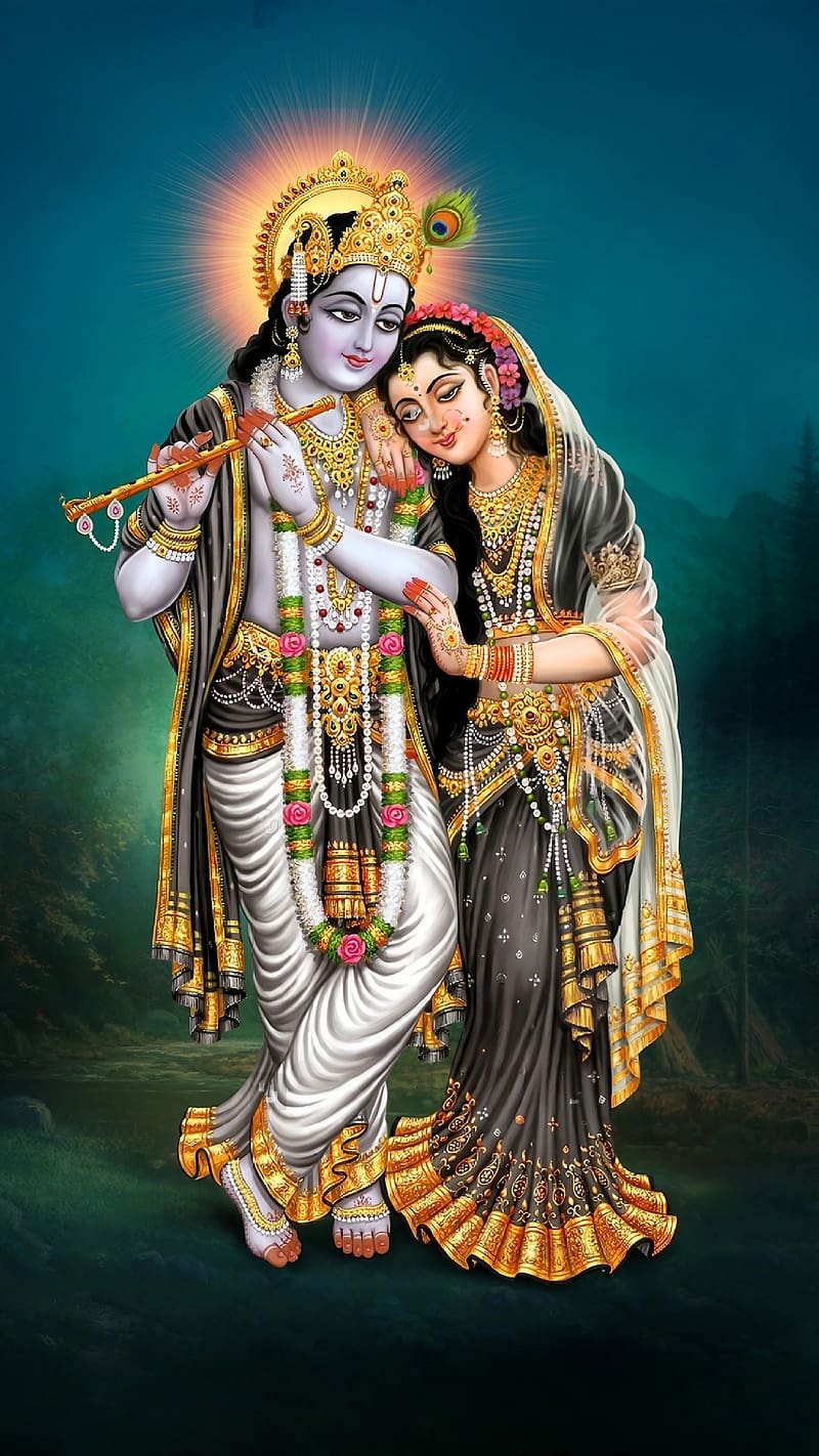 Radhe Krishna, Lord Krishna Playing Flute, god, HD phone wallpaper ...