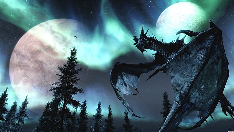 Dragon in the nature beautiful, winged, dragon, moon nature deagons, HD  wallpaper | Peakpx