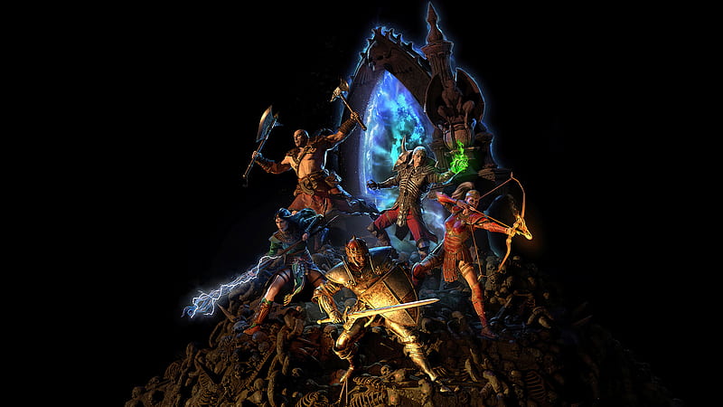 Amazon, Necromancer, Barbarian, Sorceress, and Paladin Diablo II Resurrected, HD wallpaper