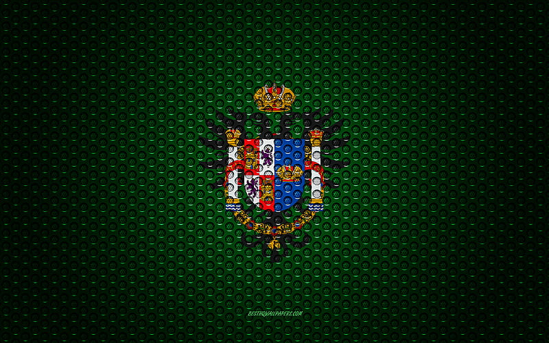 Flag of Toledo creative art, metal mesh texture, Toledo flag, national symbol, provinces of Spain, Toledo, Spain, Europe, HD wallpaper