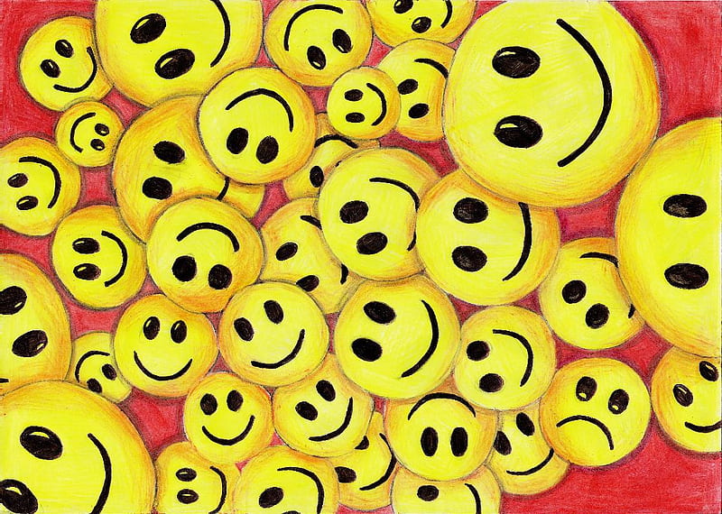 ALL SMILES, yellow, collage, form, smiley, HD wallpaper