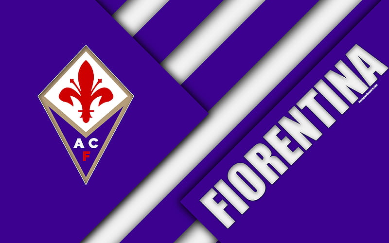 ACF Fiorentina, logo material design, football, Serie A, Florence, Italy, purple white abstraction, Italian football club, HD wallpaper