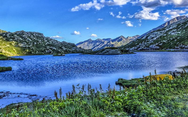 Switzerland alpine lake, Alps, R, San Bernardino, Europe, HD wallpaper