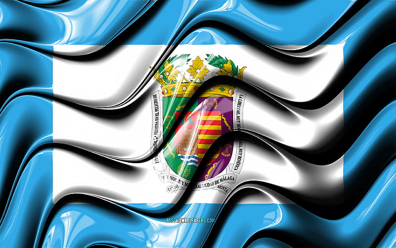 Malaga flag Provinces of Spain, administrative districts, Flag of Malaga, 3D art, Malaga, spanish provinces, Malaga 3D flag, Spain, Europe, HD wallpaper
