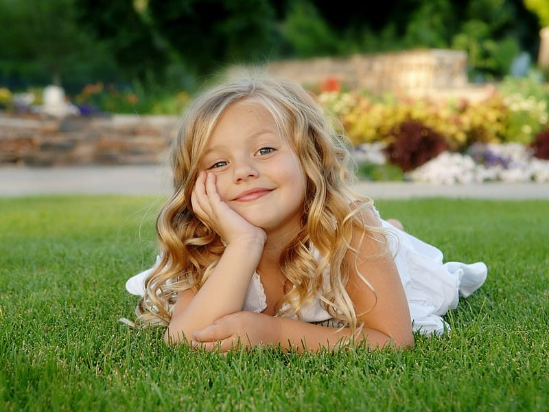 Little lady, grass, smile, baby, sweet, cute, lovely face, girl, child ...