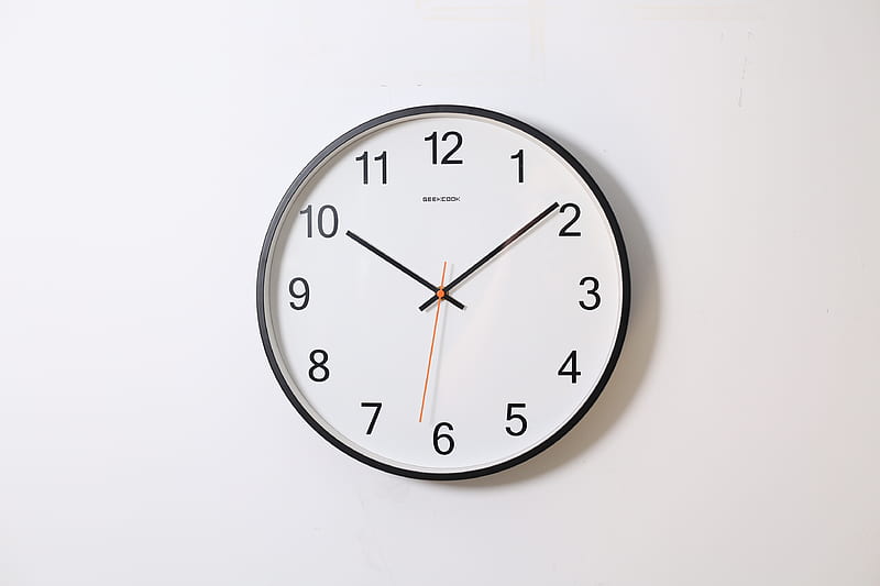 round analog wall clock pointing at 10:09, HD wallpaper