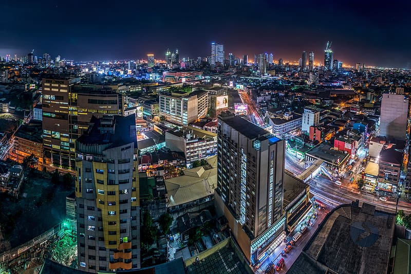 Cities, Night, City, Building, Cityscape, Philippines, , Manila, HD wallpaper