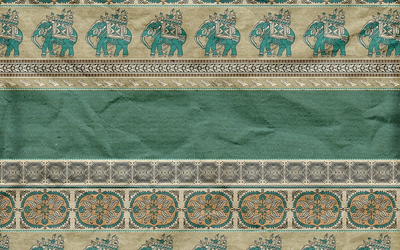 Texture, pattern, green, brown, elephant, indian, paper, HD wallpaper