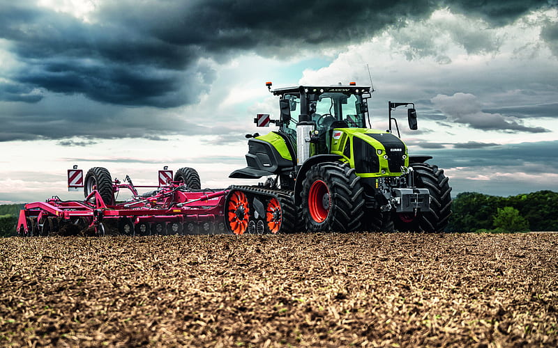 Claas Axion 900, tractor on tracks, harvesting concepts, new Axion 900, modern tractors, agricultural machinery, crawler tractor, tractor with cultivator, Claas, HD wallpaper