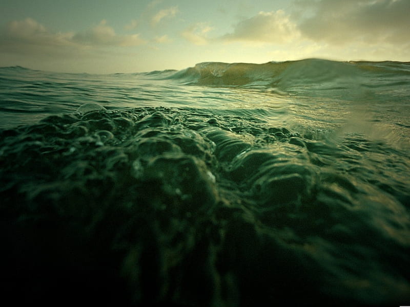RESTLESS OCEAN, sunset, green, restless, ocean, HD wallpaper