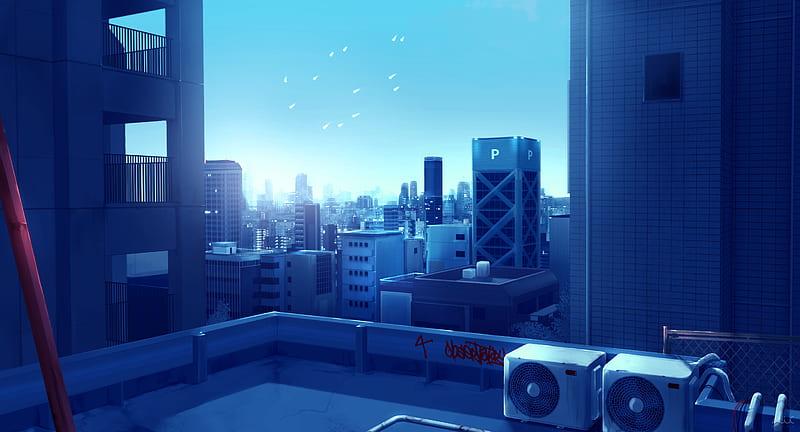 Anime ciudad paisaje, edificios, paisaje urbano, creepyloli, cielo, Fondo  de pantalla HD | Peakpx