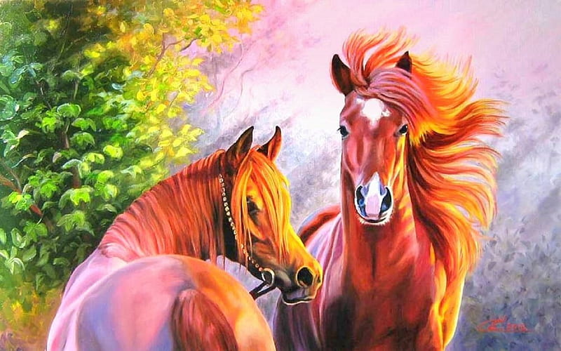 Horse Lovers', pretty, family, draw and paint, lovely, love four seasons,  bonito, HD wallpaper | Peakpx