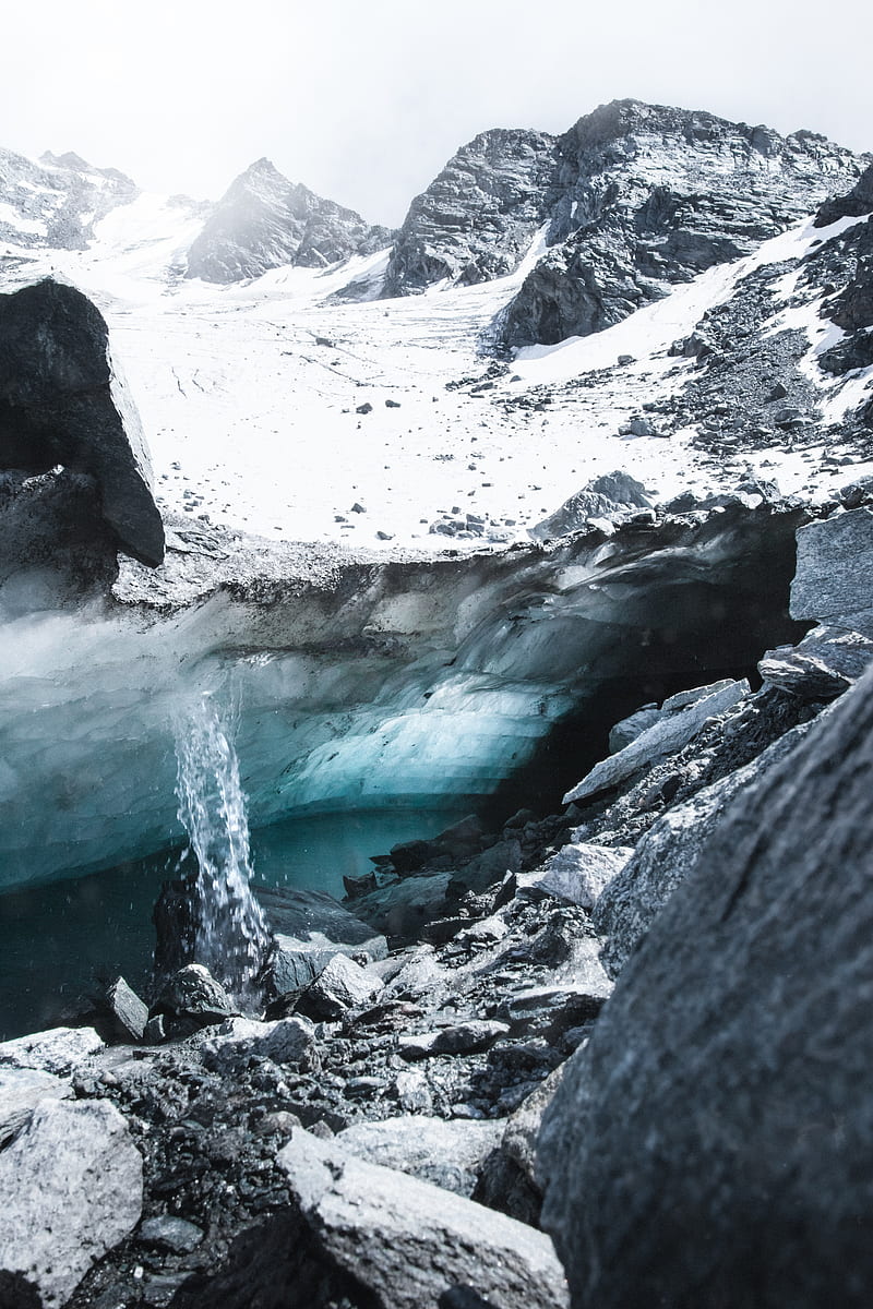 glacier, rocks, stones, ice, water, HD phone wallpaper