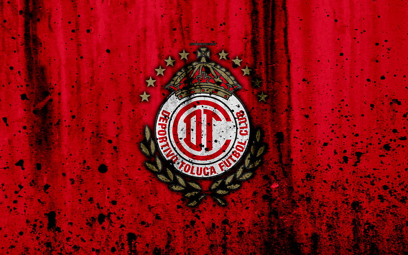 Deportivo Toluca FC grunge, stone texture, logo, emblem, Primera Division, Mexican football club, Toluca de Lerdo, Mexico, HD wallpaper