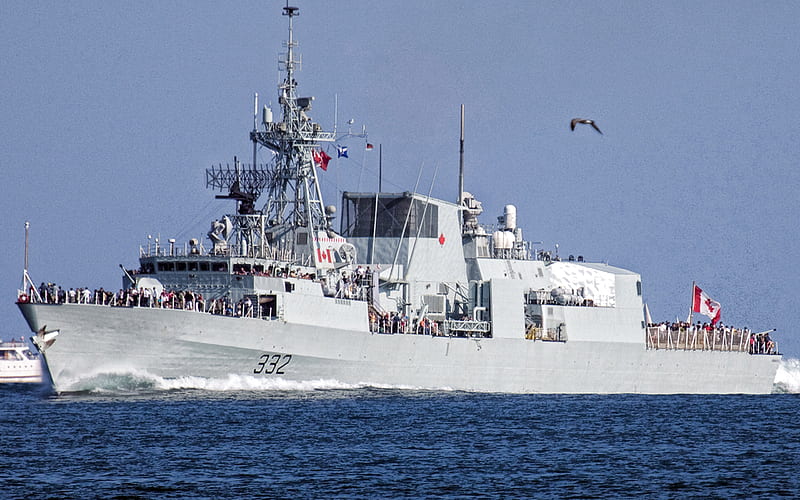 HMCS Ville de Quebec, FFH 332, Royal Canadian Navy, Canadian Frigate, Canadian Navy Ship, Halifax-class frigate, Canadian Forces, HD wallpaper