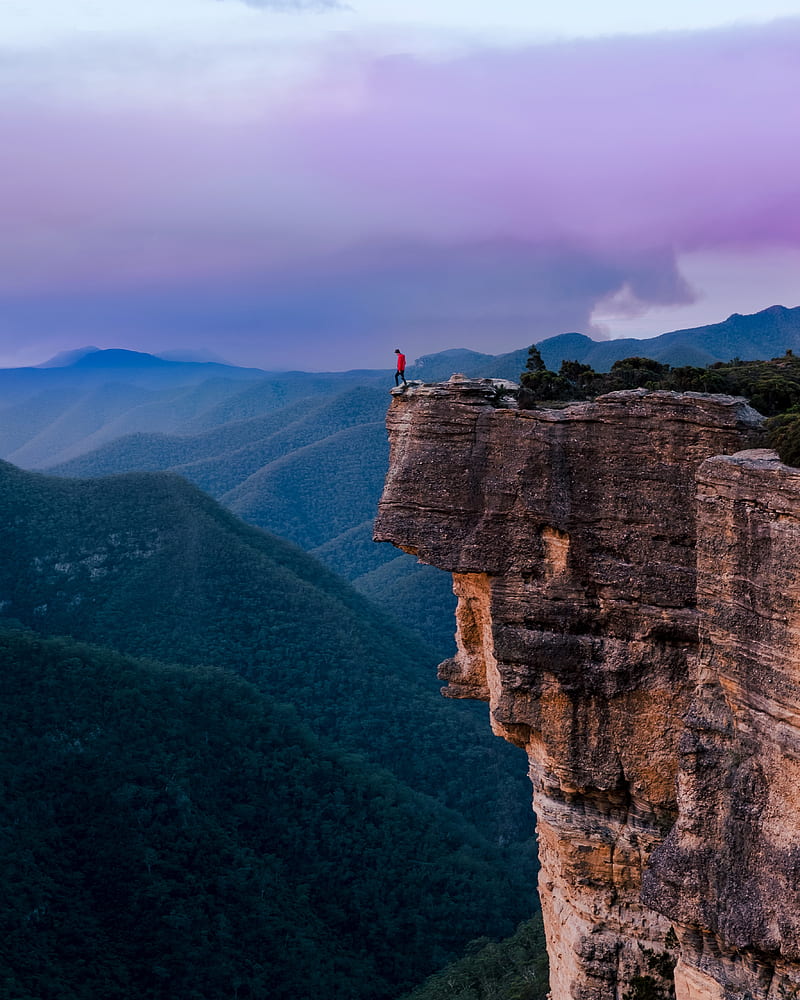 cliff, man, loneliness, sydney, australia, HD phone wallpaper