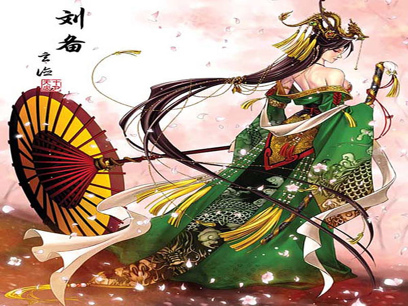 Dragon Prince, dress japan, female, prince, dynasty warriors, dragon, cherry blossom, HD wallpaper