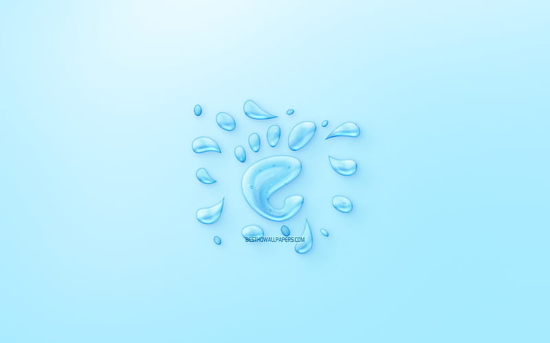 GNOME logo, water logo, emblem, blue background, GNOME logo made of water, creative art, water concepts, GNOME, HD wallpaper