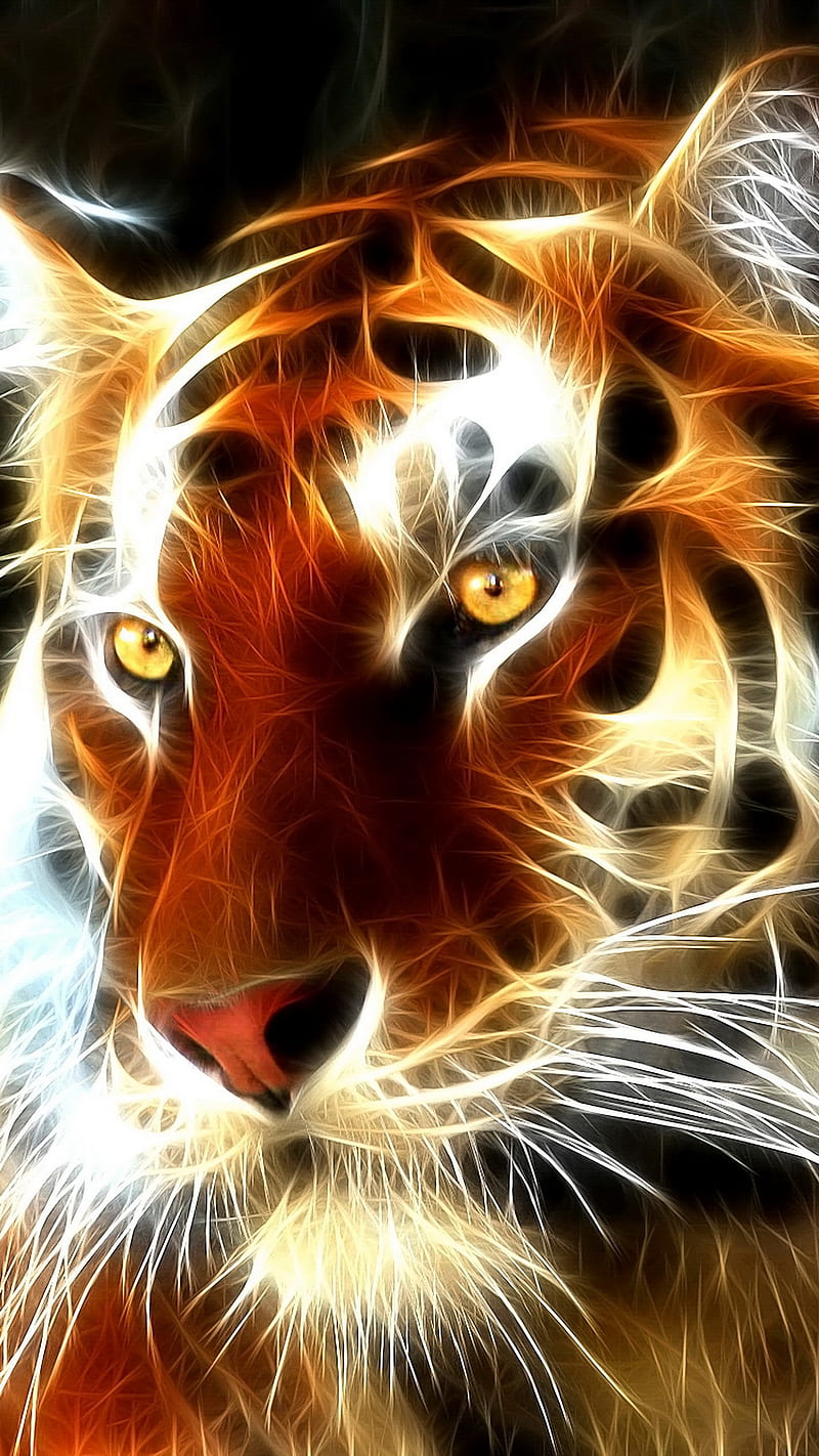 Fractal Tiger, fractal, tiger, HD phone wallpaper