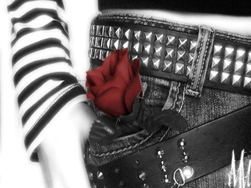 red rose emo, awesome, emo, rose, girl, HD wallpaper