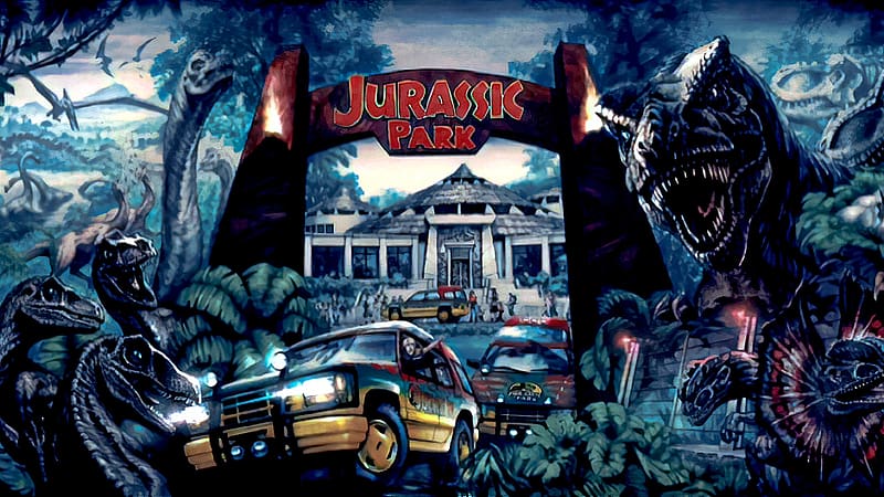 Jurassic Park 1993 Original Artwork, Dinosaurs, Dinosaur, 1993, Jurassic Park, Prehistoric, HD wallpaper