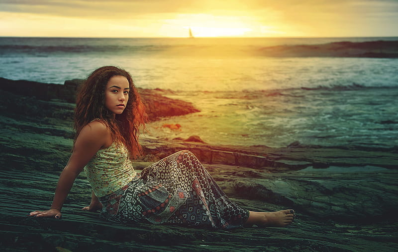 girl in field sunset