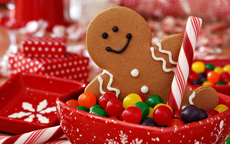 Christmas treats, candy, Christmas, food, ginger bread, HD wallpaper
