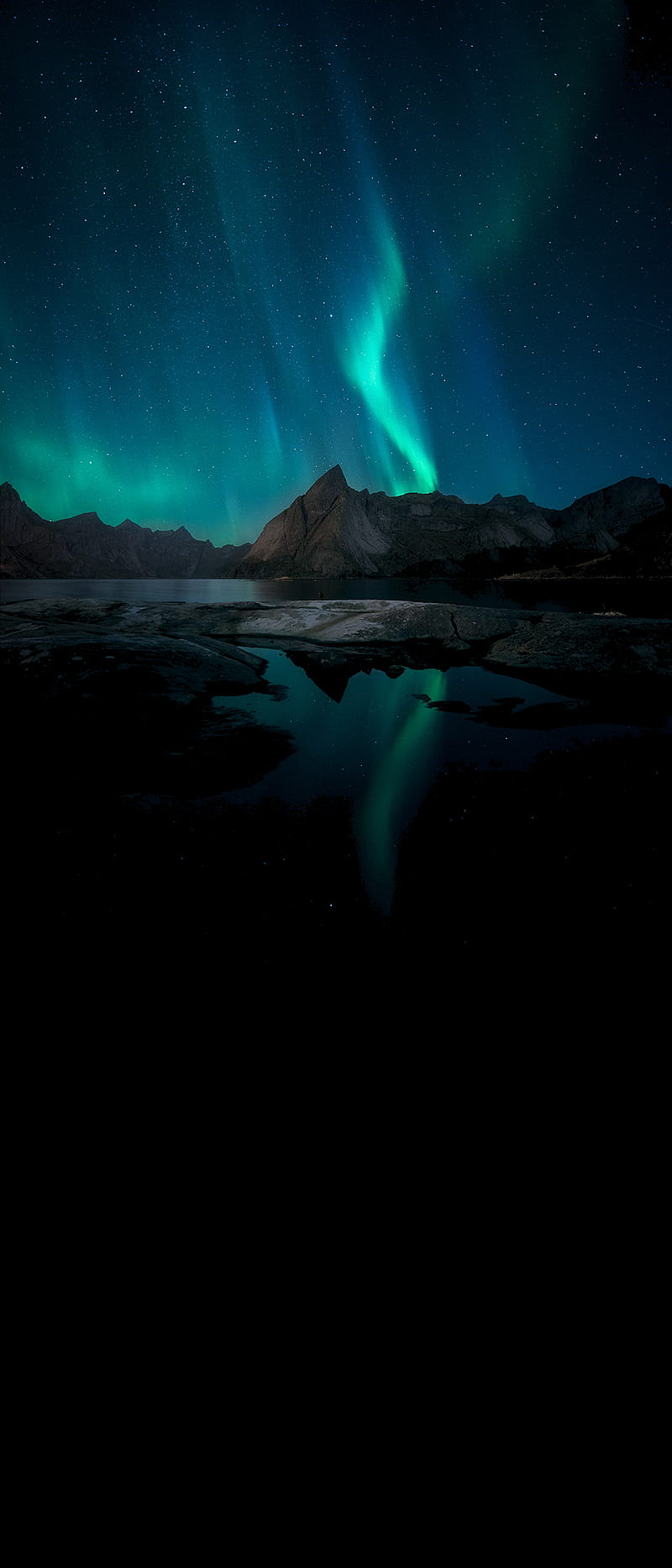 Northern lights, amoled, aurora, battery saver, black, borealis, dark, HD phone wallpaper