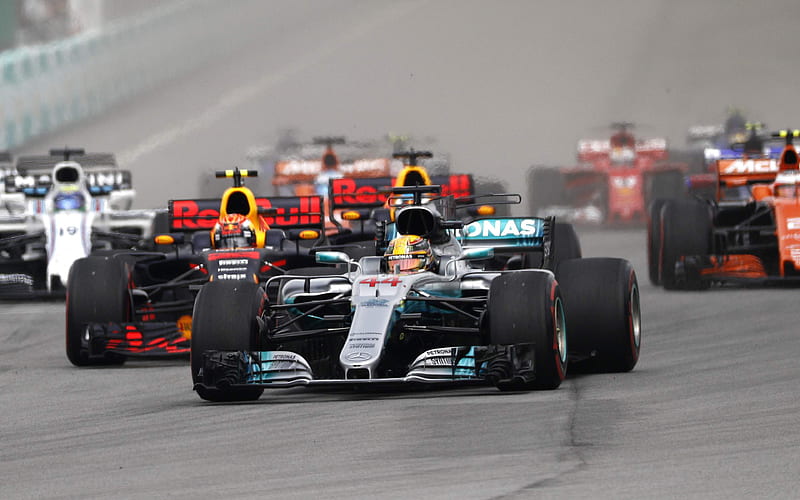 Lewis Hamilton Formula 1, British racing driver, Mercedes AMG W08, F1, EQ Power, Mercedes AMG Petronas, F1 Team, HD wallpaper