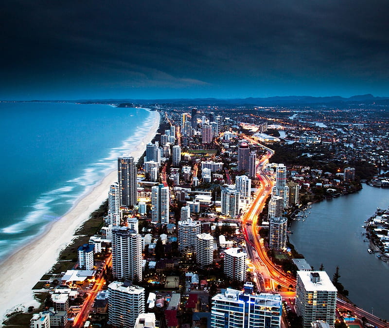 Golden City, australia, beach, coast, HD wallpaper