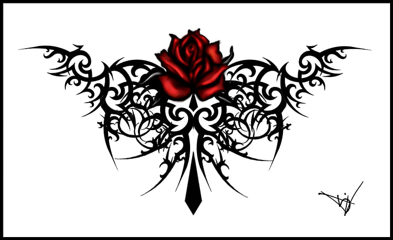 gothic rose, black, red, gothic, rose, HD wallpaper