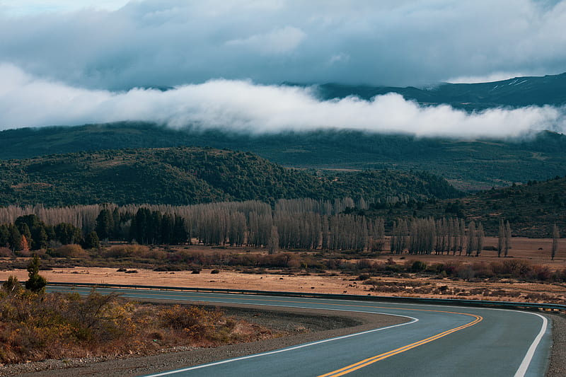 empty curved road, HD wallpaper