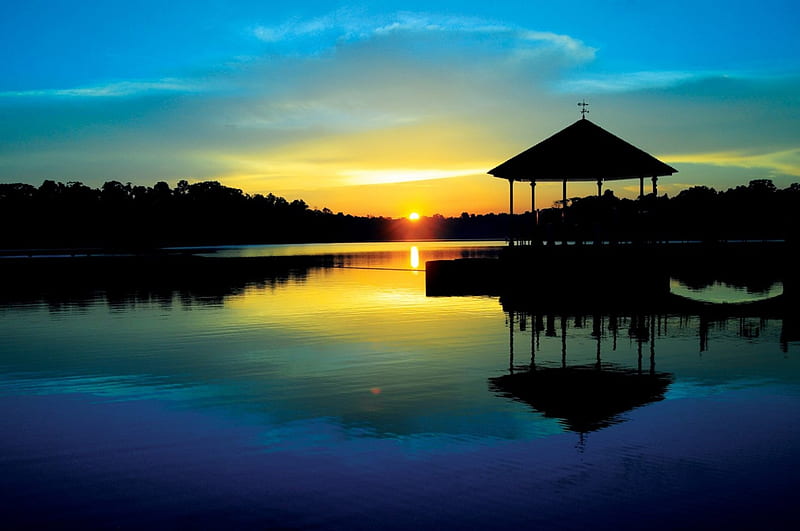 *** Beautiful Sunset on the lake ***, zachod, tropiki, slonca, jezioro, nature, HD wallpaper