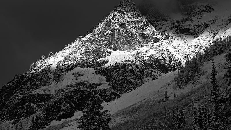 Black And White Of Snow Capped Mountain Nature, HD wallpaper