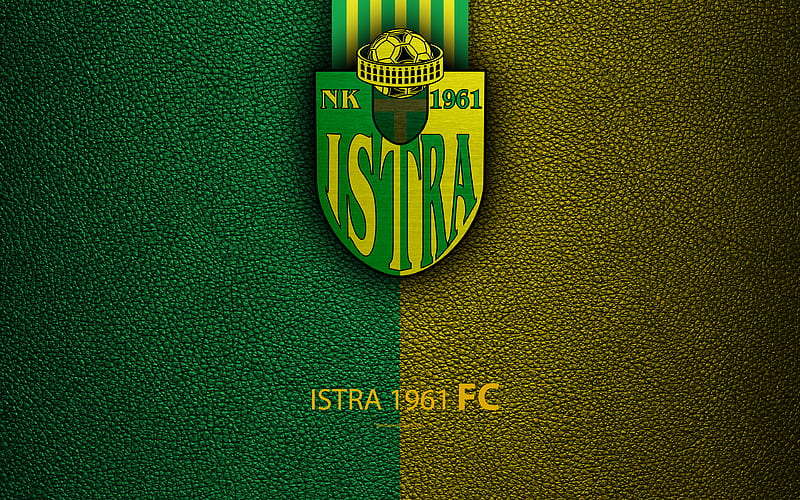 ISTRA 1961 emblem, HNL, Pula, Croatia, logo, football, ISTRA FC, leather texture, Croatian football club, Croatian Football Championship, T-Com Prva HNL, HD wallpaper