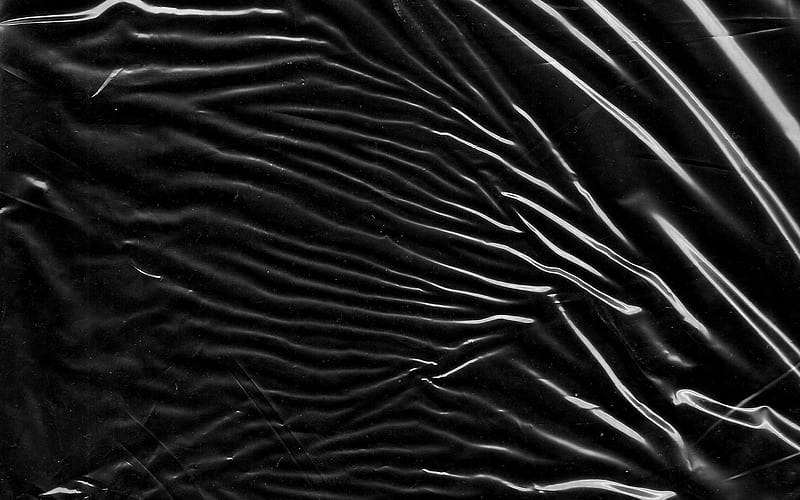 black plastic waves texture, black water background, plastic texture, black waves texture, Plastic Wrap Texture, HD wallpaper
