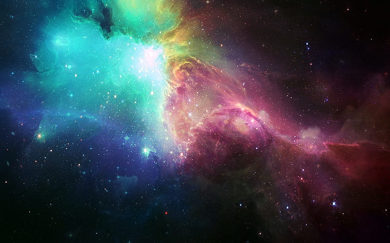 Red Green Nebula Universe Space Design, HD wallpaper