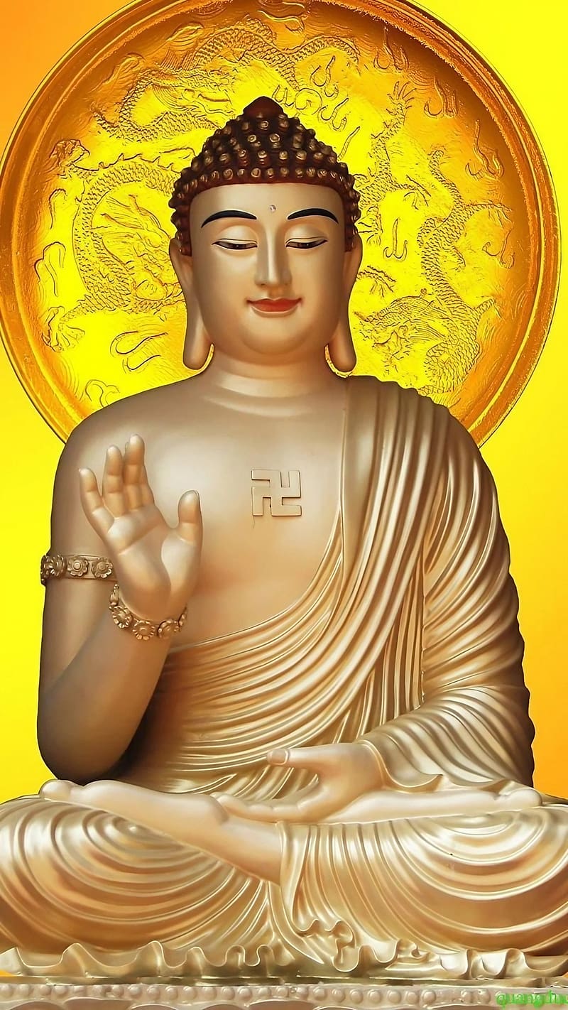 Gautam Buddha Ka, Yellow Background, siddhartha gautama, lord buddha, HD phone wallpaper