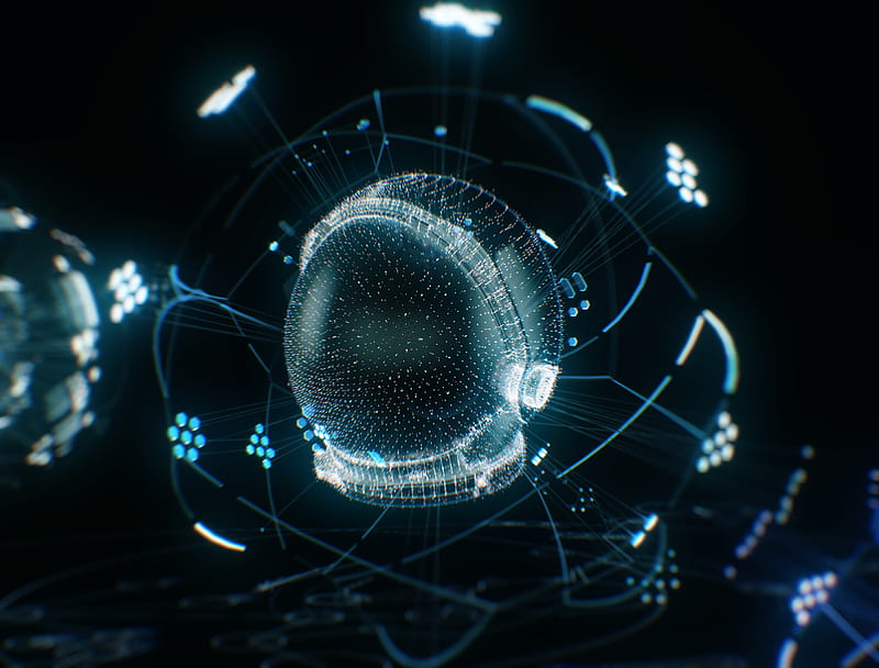 helmet, glow, hologram, sci-fi, abstraction, HD wallpaper