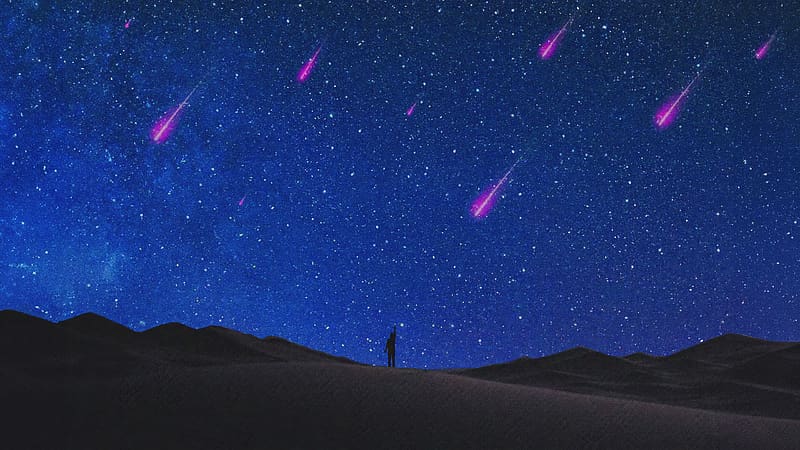 Shooting Stars at Night Sky Alone Adventure, HD wallpaper