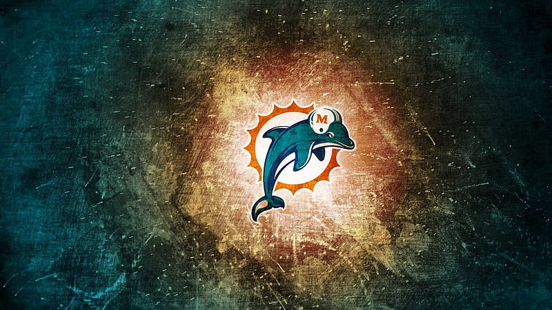 Miami Dolphins Logo In Blue Black Shades Background Miami Dolphins, HD wallpaper